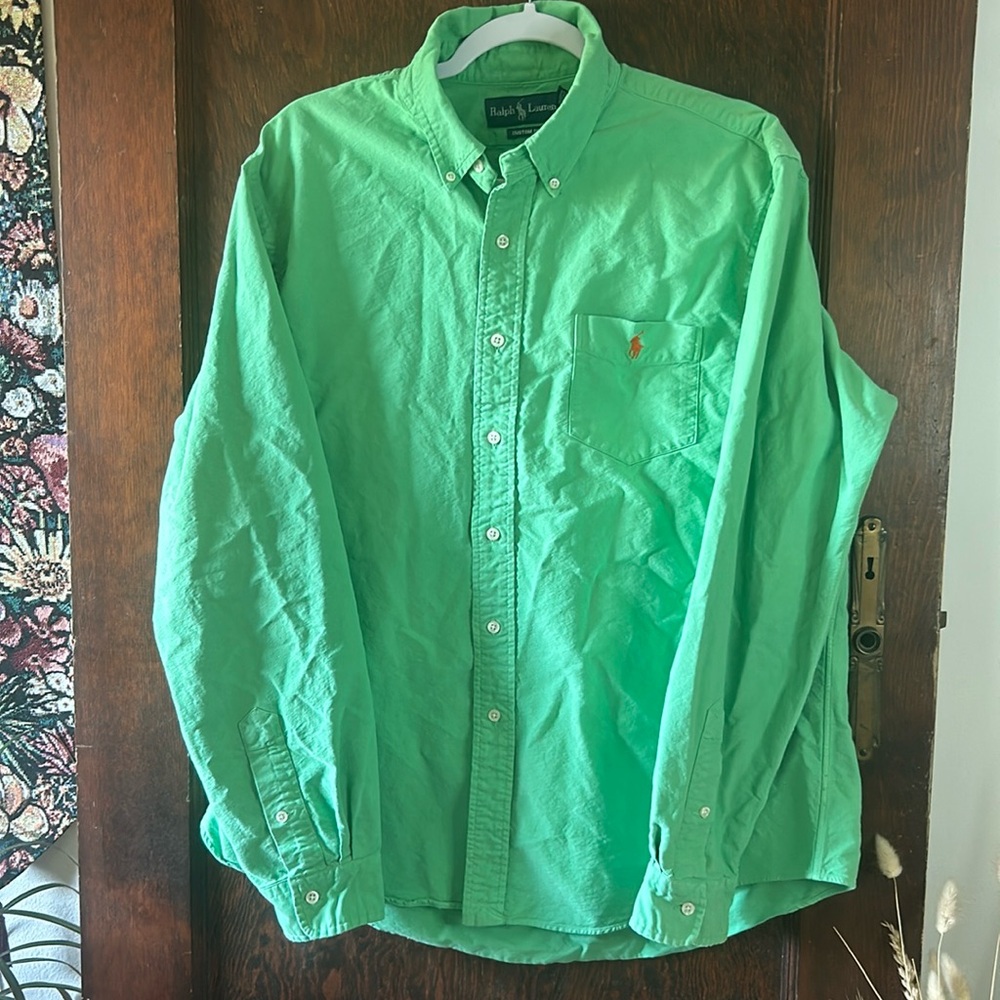 Men's RALPH LAUREN Tropical Green Shirt size XL